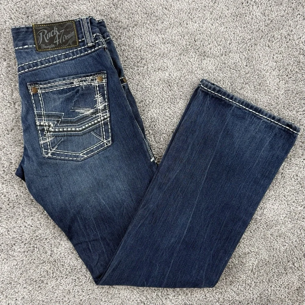 Wrangler Rock 47 Jeans Men's 29x32 Relaxed Bootcut Embroidery Western Cowboy